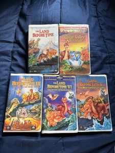 The Land Before Time 1, 3, 4, 5 & Great Valley Adventure in VHS Clamshell Cases - Picture 1 of 9