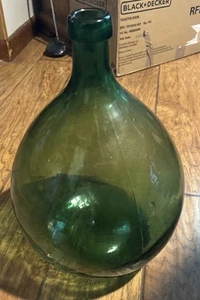 Bottiglia di vino in vetro enorme verde italiano vintage Carboy Demijohn 15" H - Foto 1 di 6