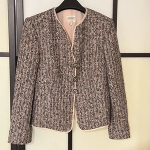 Vintage Italy ARMANI COLLEZIONI Size 6 Multi-Color Cotton Tweed Blend Jacket - Picture 1 of 4