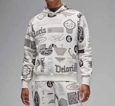 Nike Air Jordan Essentials Hoodie All Over Print White SZ M-L Men's HM7254-010 - Image 1 of 4