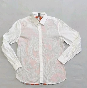 Robert Graham weiß orange Paisley Langarm Hemd mit Knopfleiste Größe XL - Bild 1 von 3
