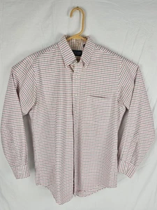 Lands' End Men's Hyde Park Oxford Button Down Shirt Red White & Blue Plaid 15/32 - Picture 1 of 4