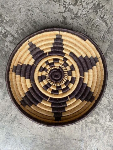 Vintage Basket Brown and Black Basket Wall Hanging 18" Cover