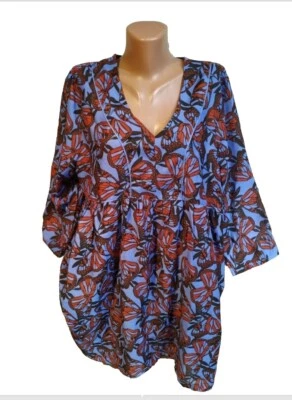Vestido Mujer La Redoute Talla 2XL 3 XL Azul Rojo Mariposa Foto 1 de 4