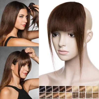 ELAILITE Dick Full Bangs Luft Pony 100% Remy Echthaar Hair Extensions Clip In Haarteil DE