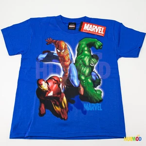 Vintage Mad Engine Marvel Comics Spider-Man Hulk Iron Kids T-Shirt Size 7 Large - Picture 1 of 4