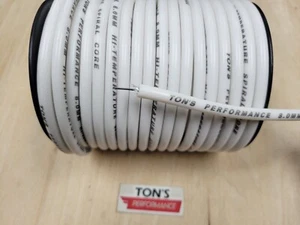 Ton's 8mm WHITE silicone SUPPRESSION CORE SPIRAL WOUND  SPARK PLUG WIRE foot - Bild 1 von 2
