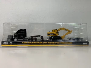 RARE CAT 1:87 PETERBILT 389 TRAIL KING LOWBOY TRAILER HYDR EXCAVATOR 55409/55415 - Picture 1 of 14