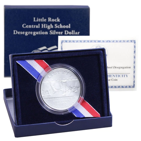 2007 P Little Rock High School Desegregation BU Commem 90% Silver Dollar OGP&COA Cover