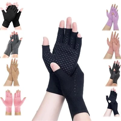 1/2 Pairs Copper Arthritis Compression Gloves Hand Support Joint Pain Relief - Image 1 of 4