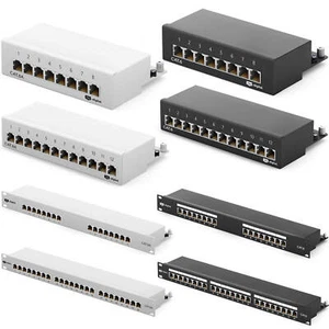 Patchpanel Cat6 Cat6a 8/12/16/24-Port RJ45 geschirmt Desktop Aufputz 1-10 GB LAN - Afbeelding 1 van 193
