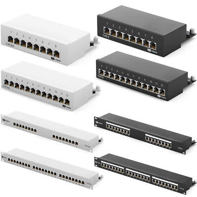 Panel de conexión Cat6 Cat6a 8/12/16/24 puertos RJ45 apantallado escritorio empotrado 1-10 GB LAN - Imagen 1 de 4