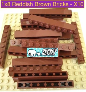 LEGO 1x8 Reddish Brown Brick Log Creator Building House Landscaping NEW X10 - Picture 1 of 1