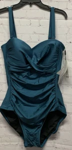 Calvin Klein Size 16 One Piece Swimsuit Shirred Tummy-Control New - Picture 1 of 3