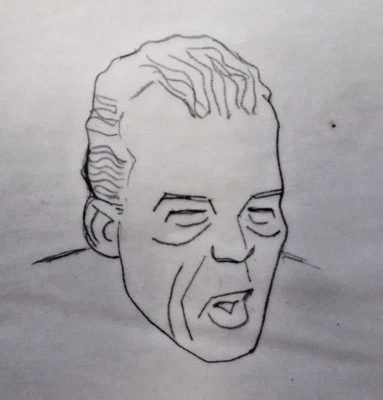 AL KILGORE pencil drawing ED SULLIVAN Music TV Show Host SUPREMES Beatles AKd254 - Image 1 of 2