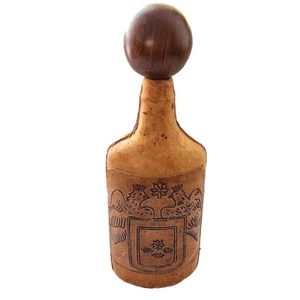 Vintage Leather Covered glass bottle Wine Decanter 12" - Picture 1 of 11