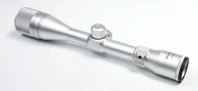 Hammers 4-12x40 AO Chrome Silver Rifle Scope with Adjustable Objective Weaver Rings