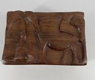 Hand Carved Elephant Palm Tree Hitched Wooden Wood Trinket Jewelry Ring Box