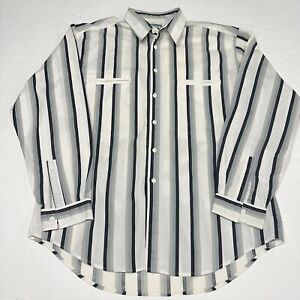 VTG 80s Levis International Collection Button Up Shirt Striped Size L