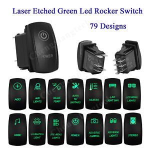 Car Marine Green Led Rocker Switch for Off Road Vehicle Van Truck Boat RV ON-OFF