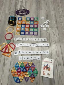 120PCS Magnetic Building Blocks Triangles-Squares-Alphabet-Numbers & More - Picture 1 of 8