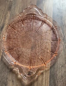 Vintage Jeannette Cherry Blossom Pink Depression Glass Handled Plate - Bild 1 von 10