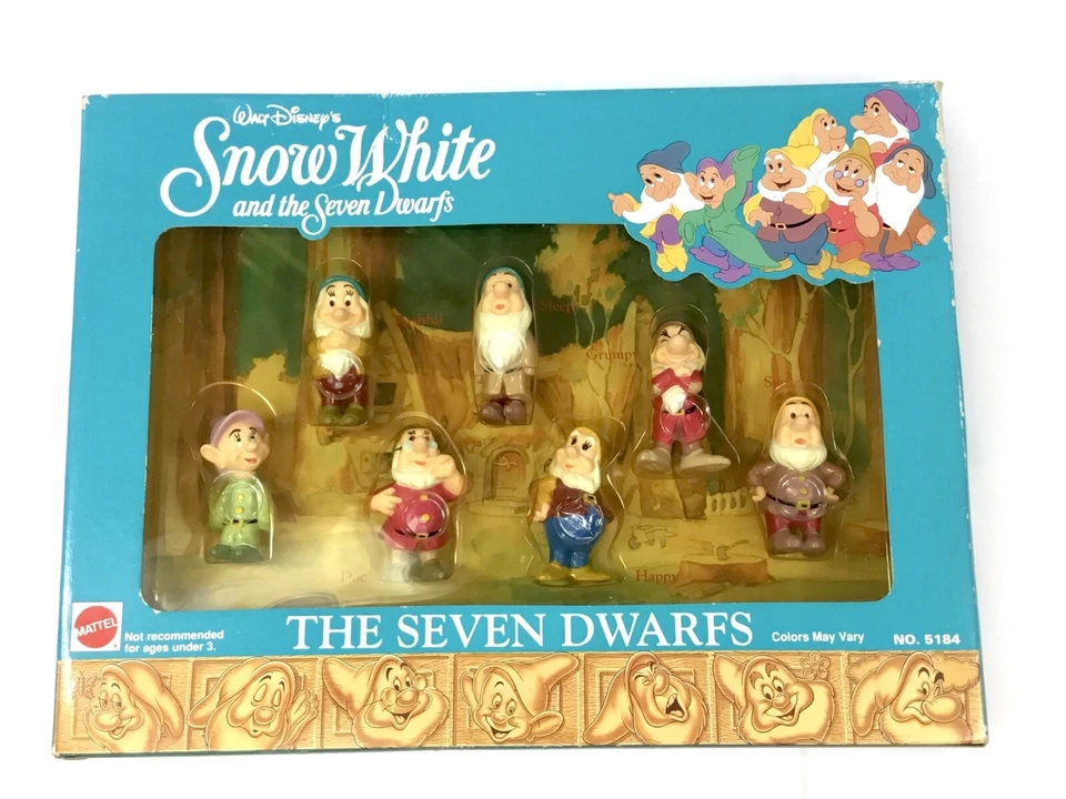 Vtg Disney & Mattel Snow White and the Seven Dwarfs Dwarfs Figures No. 5184