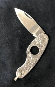 POCKET KNIFE CIGAR CUTTER Engraved Sterling Silver 925 Vintage - Picture 1 of 19