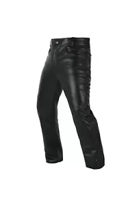 Herren Motorrad Echtleder Hose 5 Taschen Schwarz Lederhose 501 Style - Bild 1 von 6