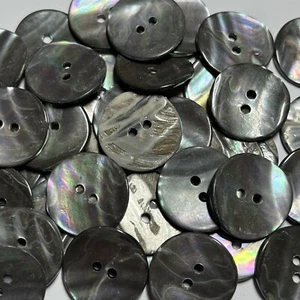 ECHTE Abalone Muschel Rauch/Grau Nachhaltig Knopf 15mm 18mm 20mm 2Loch - Bild 1 von 8