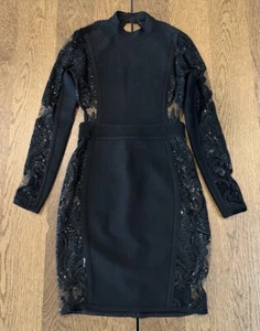 House Of CB London Gizi Mini Bodycon Dress Women’s Size M Black Lace Open Back - Picture 1 of 13