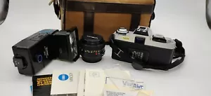 Minolta xg-1 camera body 50mm lens vivitar 3500 flash bag documents. - Picture 1 of 7