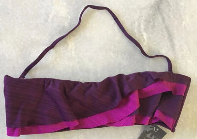 Nuevo con etiquetas Mossimo Para mujeres 8/10 MEDIANO Halter Bandeau Volantes Bikini Top de Natación Púrpura Foto 1 de 4