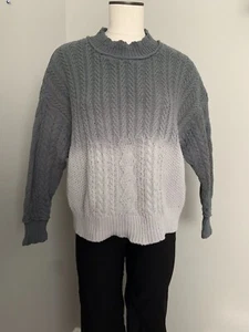 Suéter Anthropologie Ombré Para Mujer 2XL Gris Algodón Tejido con Cable Clásico Teñido por Inmersión - Imagen 1 de 13