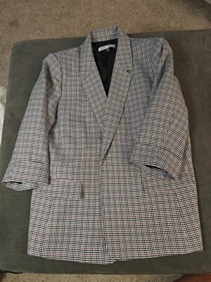 Blazer Kasper para mujer a cuadros, cuello chal frente abierto, mangas enrolladas talla XL NUEVO CON ETIQUETAS Foto 1 de 4