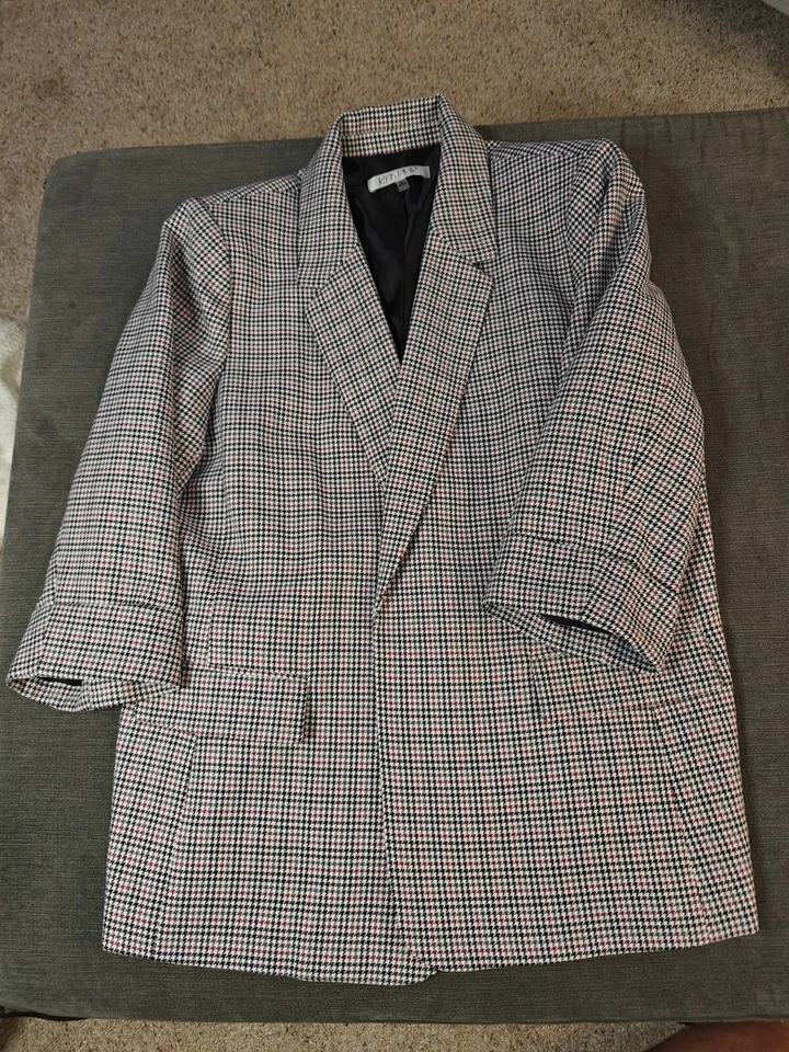 Kasper Women's Plaid, Shawl Collar Open Front Blazer, Rolled Sleeves Size XL NWT - Image 1 of 4