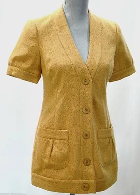 CHAQUETA BLAZER TABITHA Anthropologie tweedy dorada abrigo botón claro 4 S nueva con etiquetas $148 Foto 1 de 4