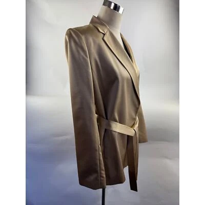 Blazer de lana dorado de 1980 con bolsillos abertura cinturón Harold's Foto 1 de 4