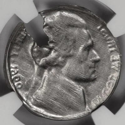 1966 NGC AU58 Split Defective Planchet Nickel Mint Error Awesome Eye Appeal - Image 1 of 4