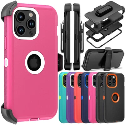 For iPhone 15 14 13 12 11 Plus Pro Max Shockproof Rugged Heavy Duty Case + Clip - Image 1 of 4
