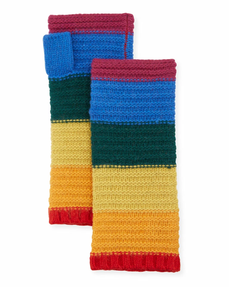 NEW PORTOLANO  RAINBOW CASHMERE KNITTED FINGERLESS  GLOVES  ONE SIZE - Image 1 of 3