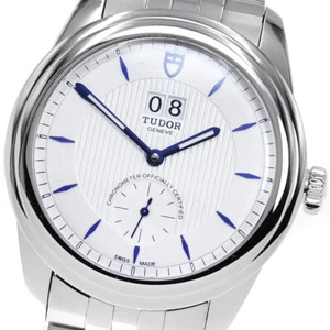 TUDOR WATCH 57100 GLAMOUR DOUBLE DATE AUTOMATIC WINDING SILVER DIAL MEN'S 42MM - Picture 1 of 7