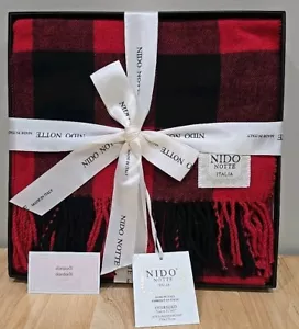 Nido Notte Italia Boxed Throw Oversized 51" x 67" with Fringe Red Black NIB - Picture 1 of 3