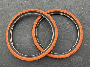 KendaBICYCLE TIRES 20 X 1.95 BLACK / ORANGE WALL FIT OLD SCHOOL BMX GT MONGOOSE - Picture 1 of 7