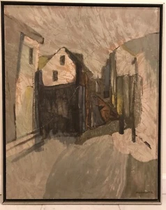Mid Century Modern Carole Moskowitz Signed Abstract Painting on Board Framed - Picture 1 of 12