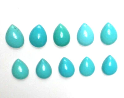 10 piedras preciosas cabujones turquesa gota lágrima EE. UU. 10x7 mm vintage de la Bella Durmiente EE. UU. Foto 1 de 4