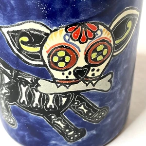 Alfa Gatreras Chihuahua Mug Day of the Dead Handmade in Mexico Animal Gift Dog - Picture 1 of 9