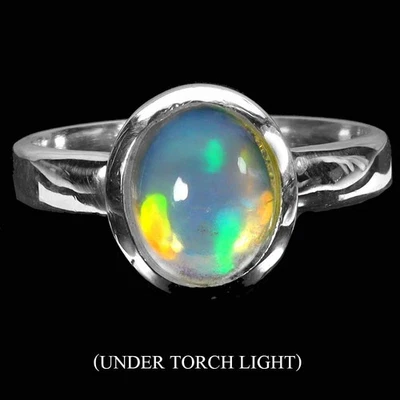 Anillo de plata de ley 925 ovalado ópalo de fuego 10x8 mm piedras preciosas naturales joyería tamaño 9 Foto 1 de 4