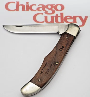 Vintage Chicago Cutlery Liner Lock Folding Hunter Knife Wood Handles - Light Use - Image 1 of 4