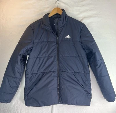 Adidas Bsc Mens Casual Jacket Size Small Puffer Black 3 Stripes - Image 1 of 4